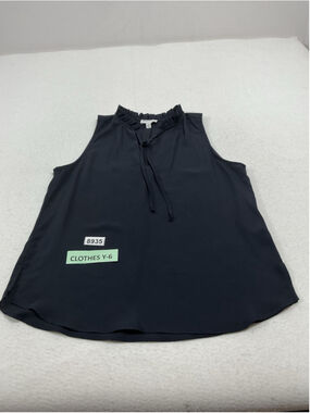 Womans Excellent Veronica Sleevless Sheer Blouse Large Navy Pullover